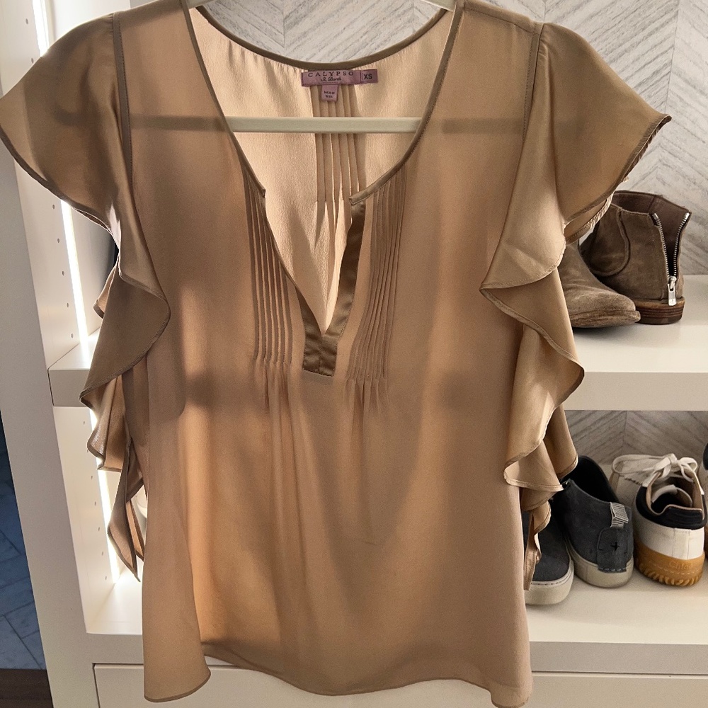 Silk Blouse with Ruffle Sleeves